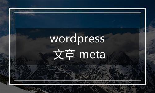 wordpress 文章 meta