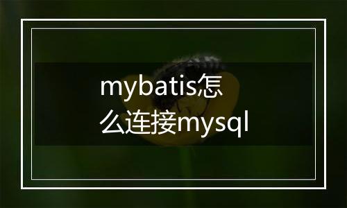 mybatis怎么连接mysql