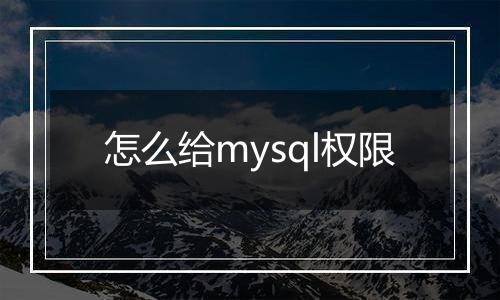 怎么给mysql权限