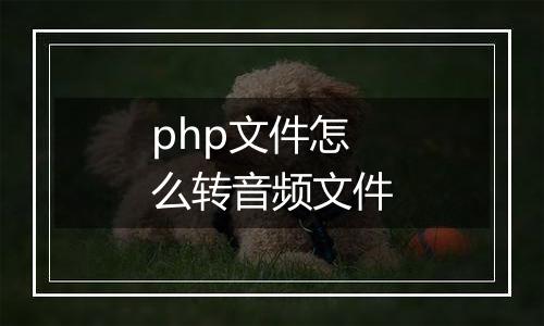 php文件怎么转音频文件
