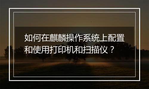 如何在麒麟操作系统上配置和使用打印机和扫描仪?