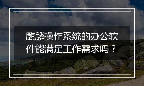 麒麟操作系统的办公软件能满足工作需求吗？