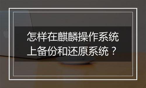 怎样在麒麟操作系统上备份和还原系统？