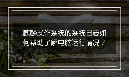 麒麟操作系统的系统日志如何帮助了解电脑运行情况?