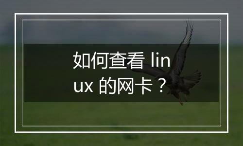 如何查看 linux 的网卡?