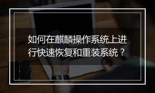 如何在麒麟操作系统上进行快速恢复和重装系统？