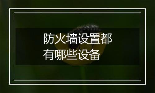 防火墙设置都有哪些设备