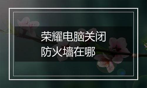 荣耀电脑关闭防火墙在哪