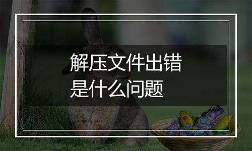 解压文件出错是什么问题