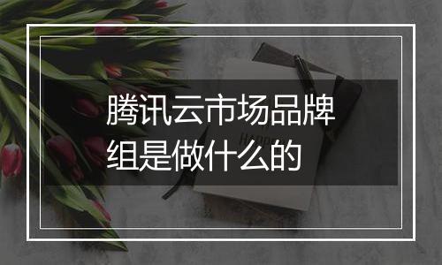 腾讯云市场品牌组是做什么的