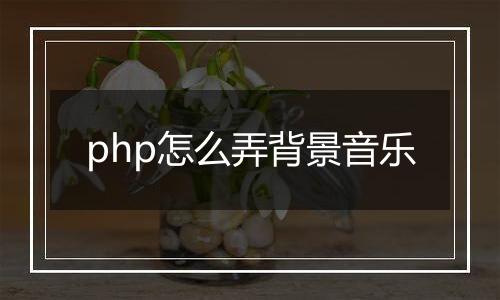 php怎么弄背景音乐