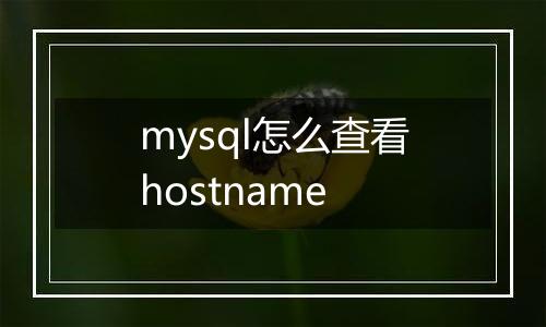 mysql怎么查看hostname
