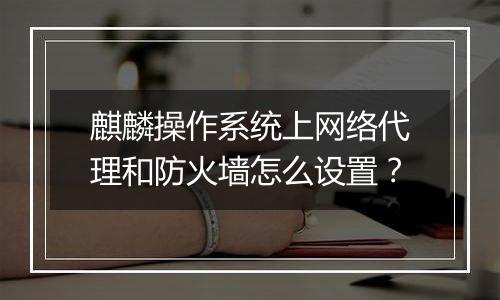 麒麟操作系统上网络代理和防火墙怎么设置?