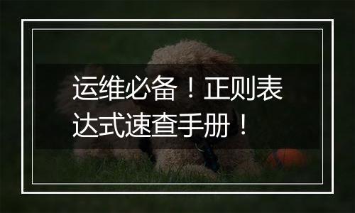 运维必备！正则表达式速查手册！