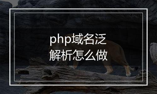 php域名泛解析怎么做