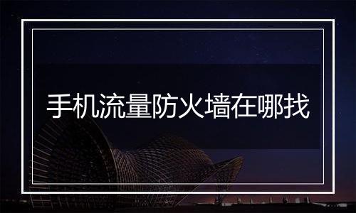 手机流量防火墙在哪找