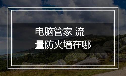 电脑管家 流量防火墙在哪