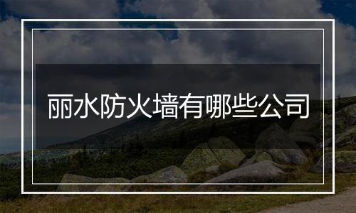 丽水防火墙有哪些公司