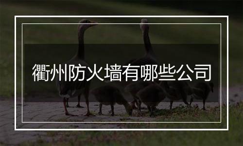 衢州防火墙有哪些公司