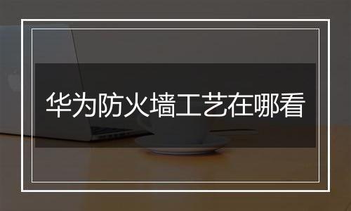 华为防火墙工艺在哪看
