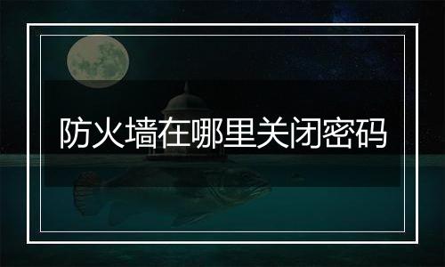 防火墙在哪里关闭密码