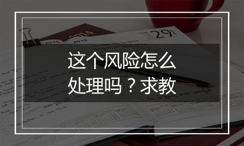这个风险怎么处理吗？求教
