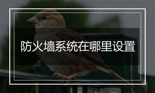 防火墙系统在哪里设置