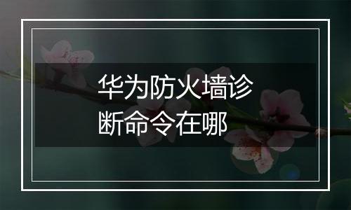 华为防火墙诊断命令在哪