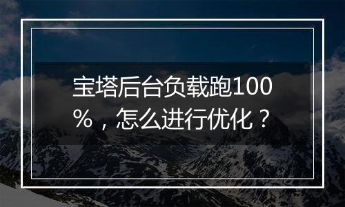 宝塔后台负载跑100%,怎么进行优化?