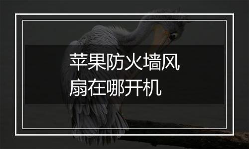 苹果防火墙风扇在哪开机