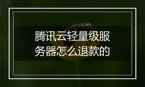 腾讯云轻量级服务器怎么退款的