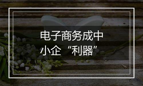 电子商务成中小企“利器”