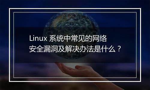 Linux 系统中常见的网络安全漏洞及解决办法是什么？