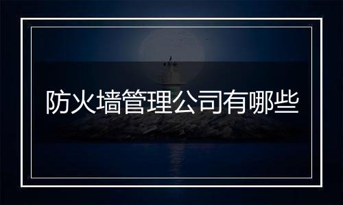 防火墙管理公司有哪些