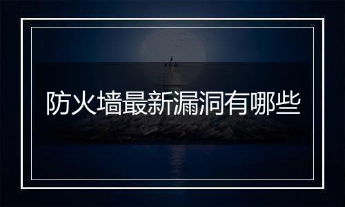 防火墙最新漏洞有哪些