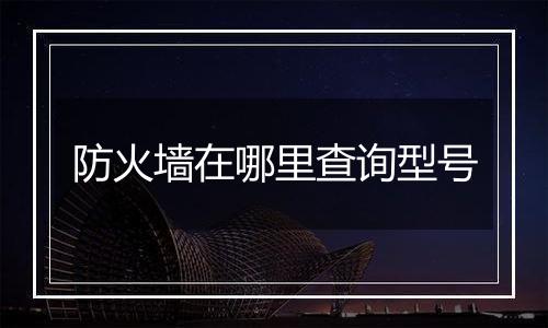 防火墙在哪里查询型号