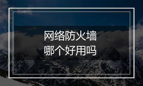 网络防火墙 哪个好用吗