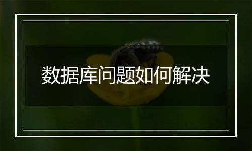 数据库问题如何解决