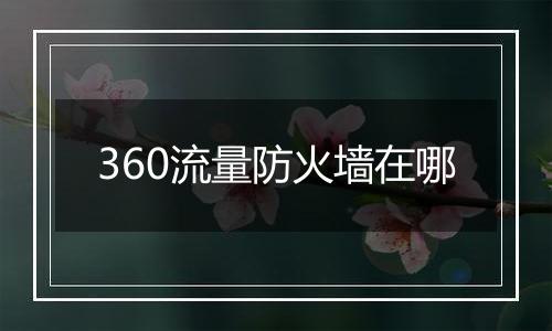 360流量防火墙在哪