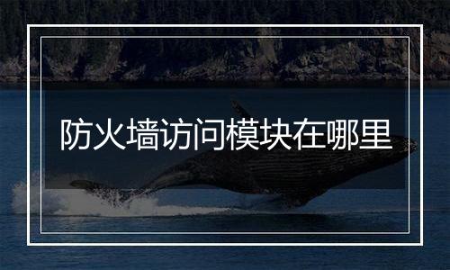 防火墙访问模块在哪里