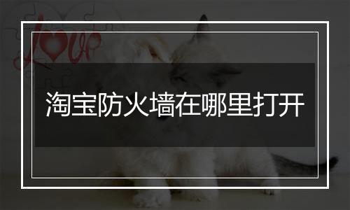 淘宝防火墙在哪里打开