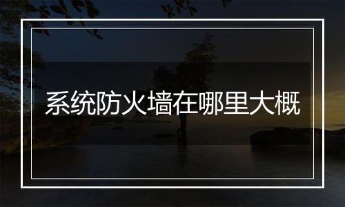 系统防火墙在哪里大概