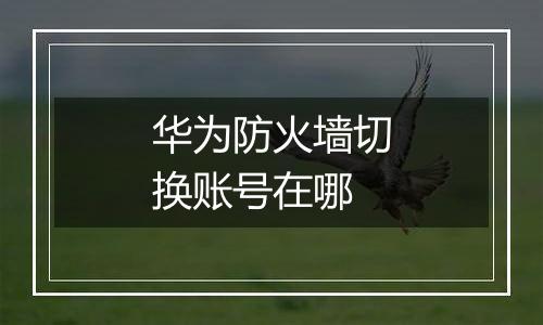 华为防火墙切换账号在哪