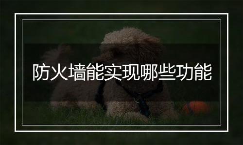 防火墙能实现哪些功能
