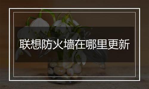 联想防火墙在哪里更新