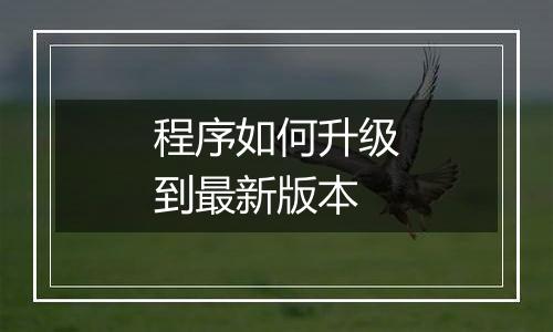 程序如何升级到最新版本