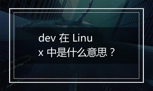 dev 在 Linux 中是什么意思?