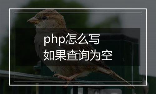 php怎么写如果查询为空