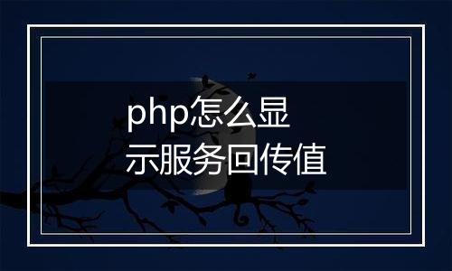 php怎么显示服务回传值