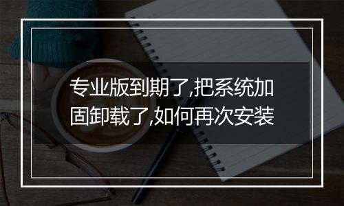 专业版到期了,把系统加固卸载了,如何再次安装